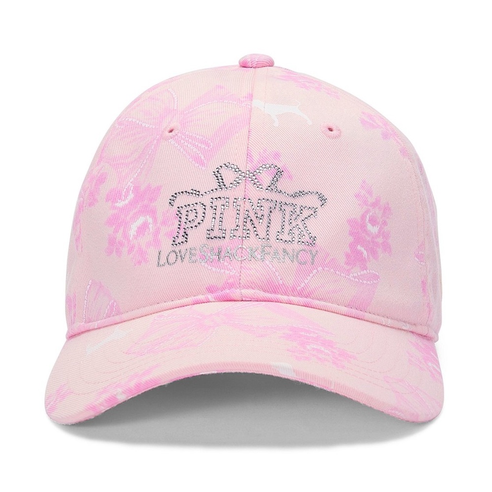 PINK xLoveShackFancy (LIMITED EDITION) Bow Blush Pink Rhinestones Baseball Hat